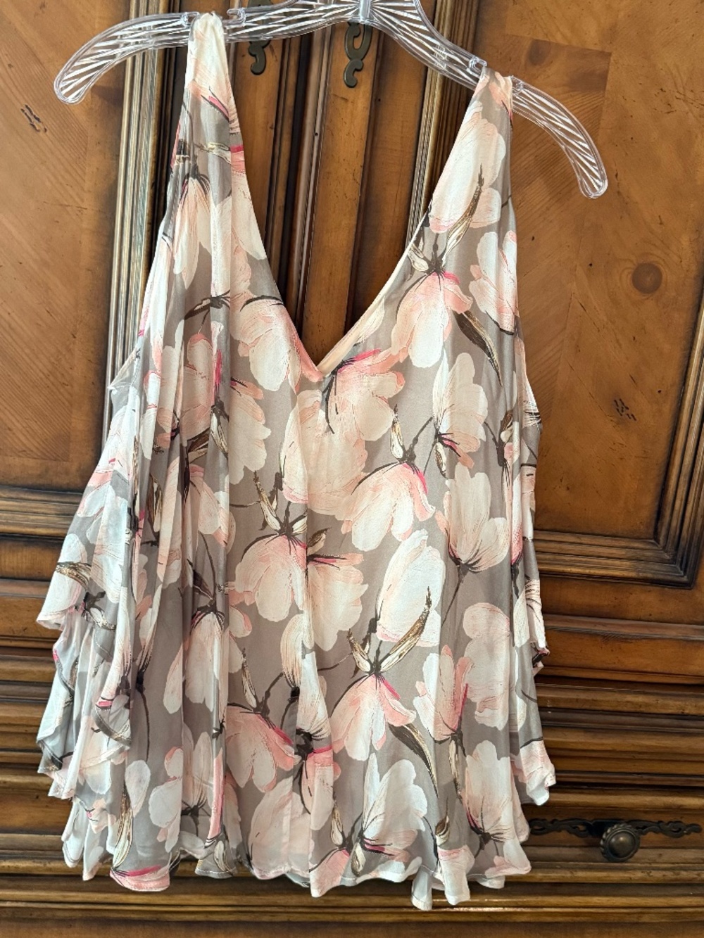 Flowy Lavender Brown Silky Top